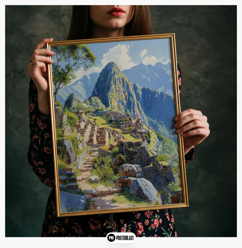 Machu Picchu Watercolor Print: Peruvian Mountain Landscape Art