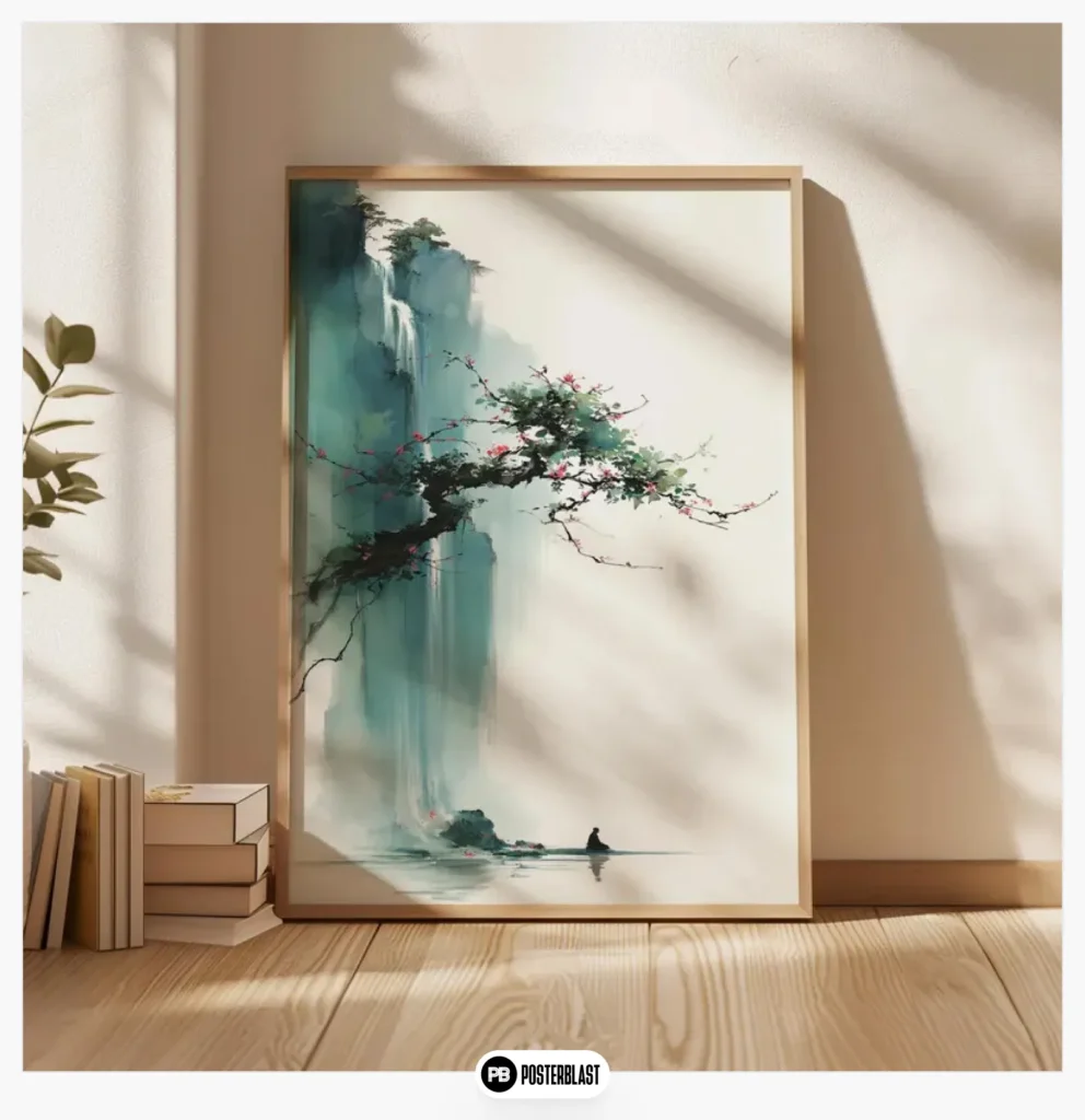 Waterfall landscape poster,