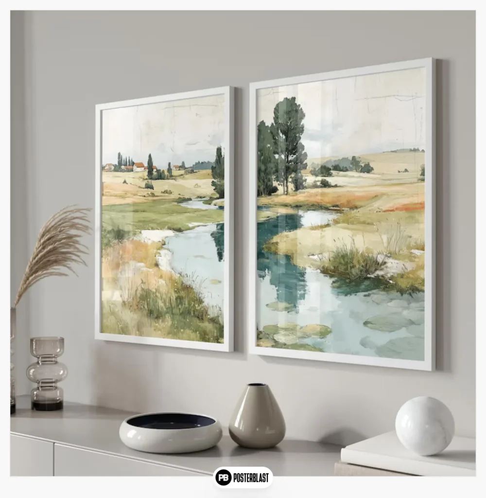 Set of 2 watercolor landscape posters