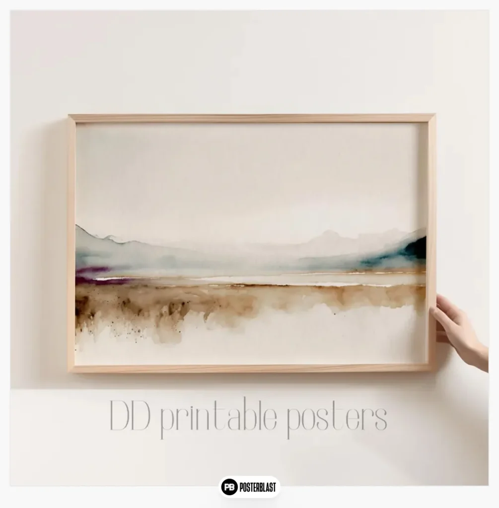 Minimalist Watercolor Landscape Print: Neutral Abstract Painting
