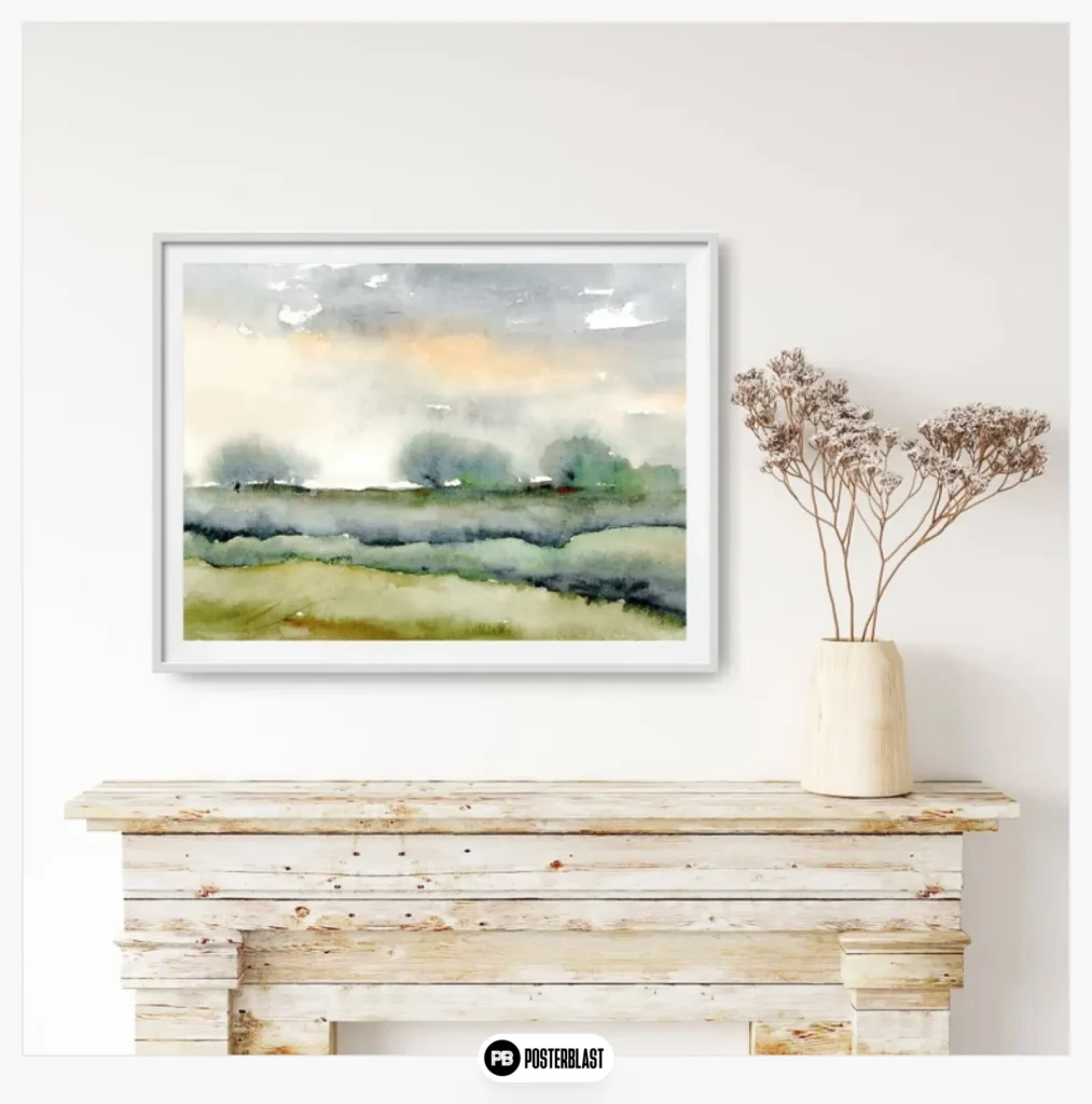 Watercolor landscape abstract art print