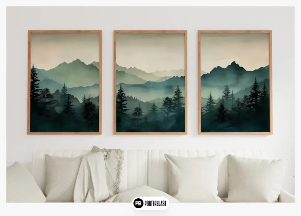 Sage Green Mountain 3-Piece Wall Art