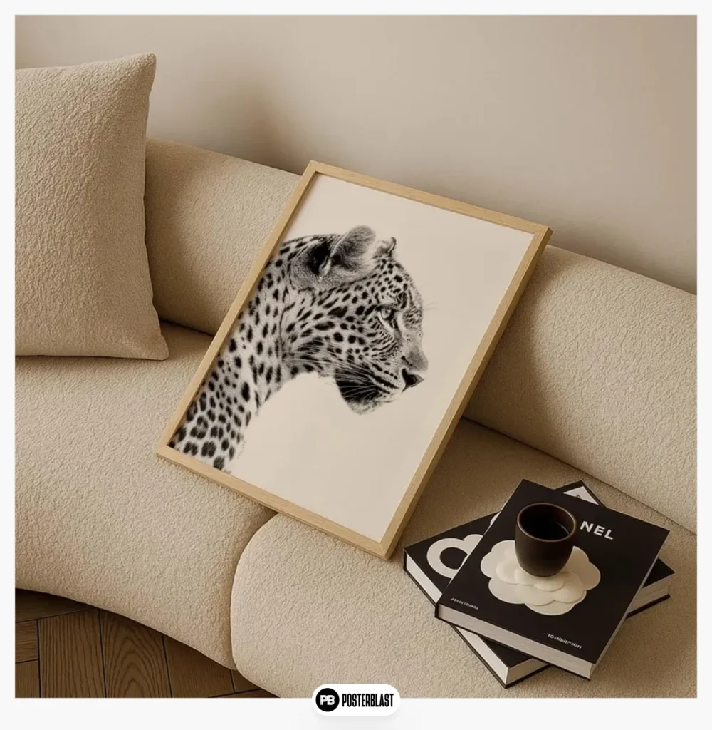 minimalist black and white wildlife wall art for modern living spaces & offices