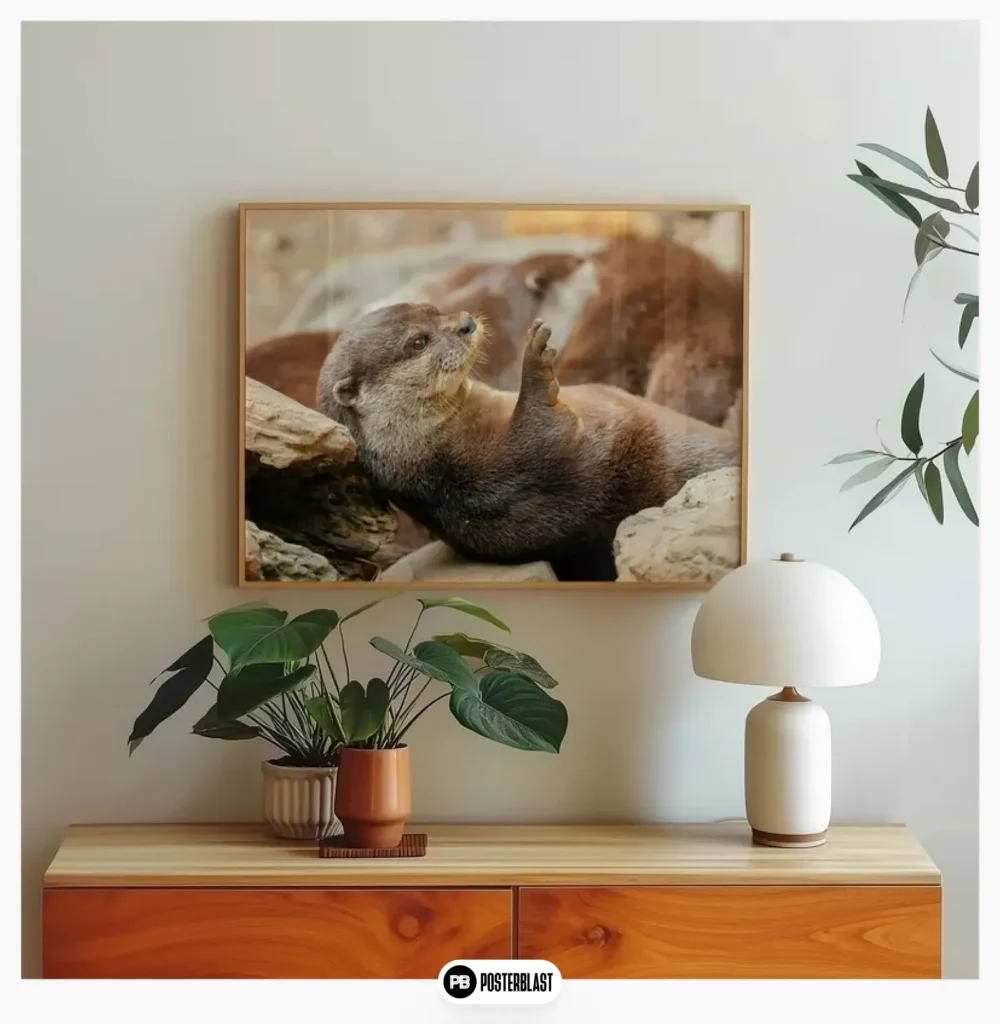 Otter Wall Art Poster: Cute Wildlife Scene