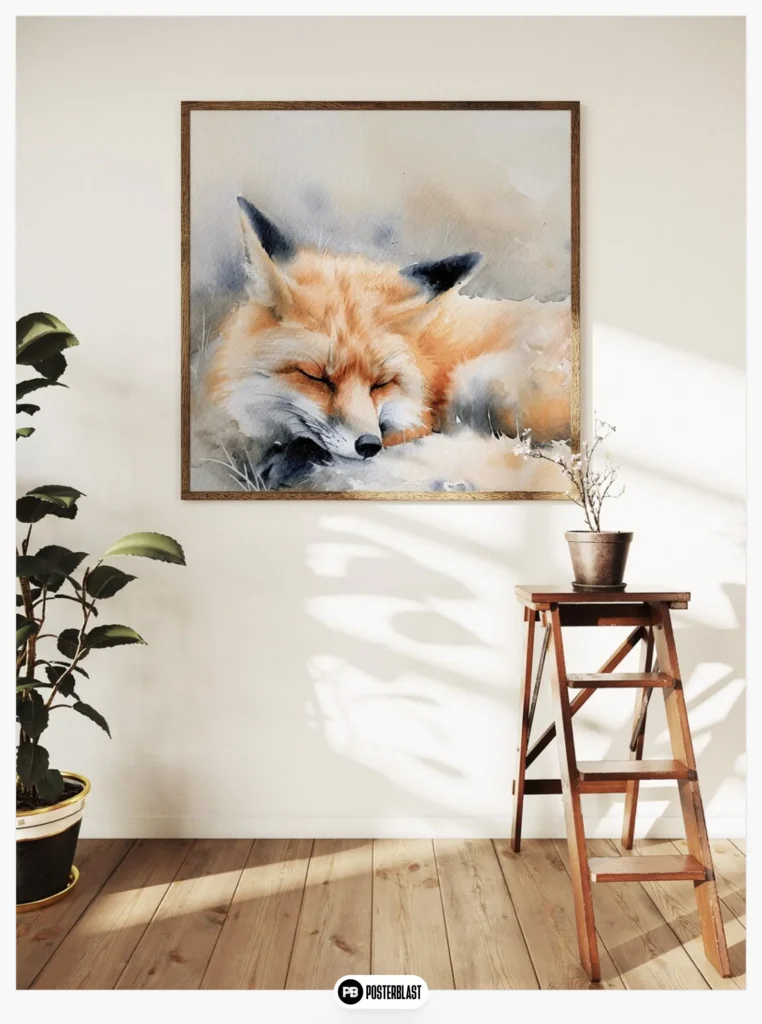 Red Fox Watercolor Art Print: Wildlife Animal Poster