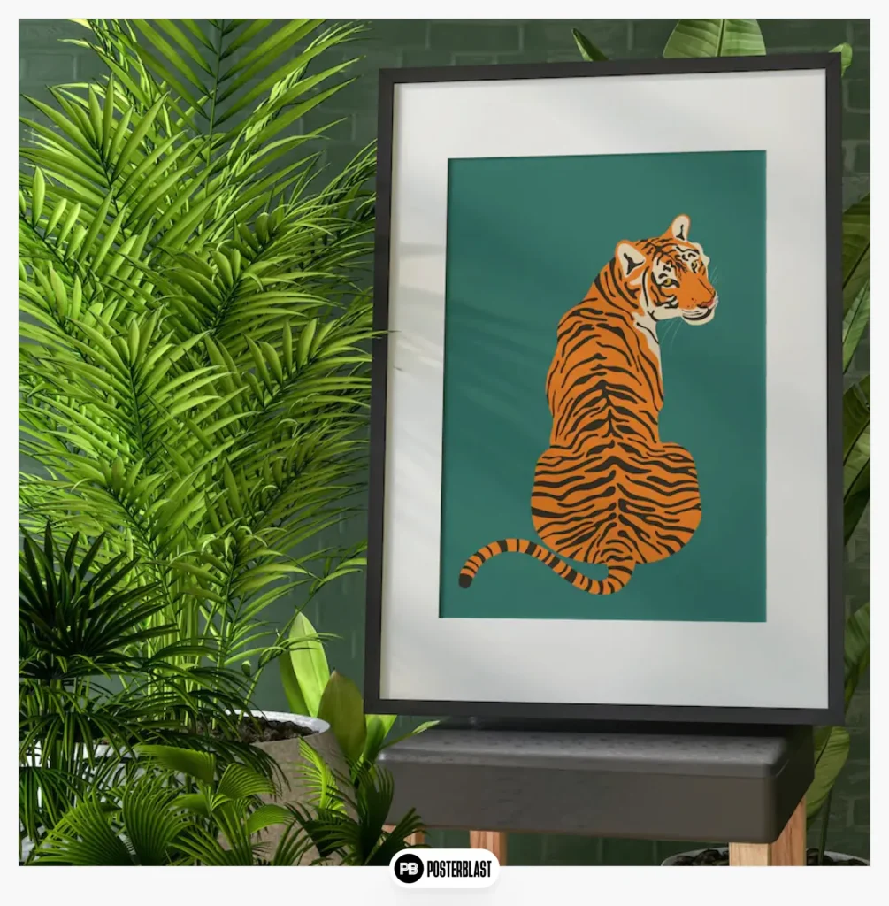 White & Golden Animal Print on Green Jungle Background