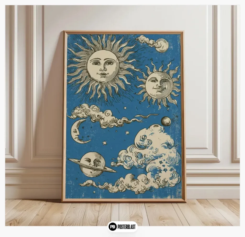 Celestial Sun and Moon Poster