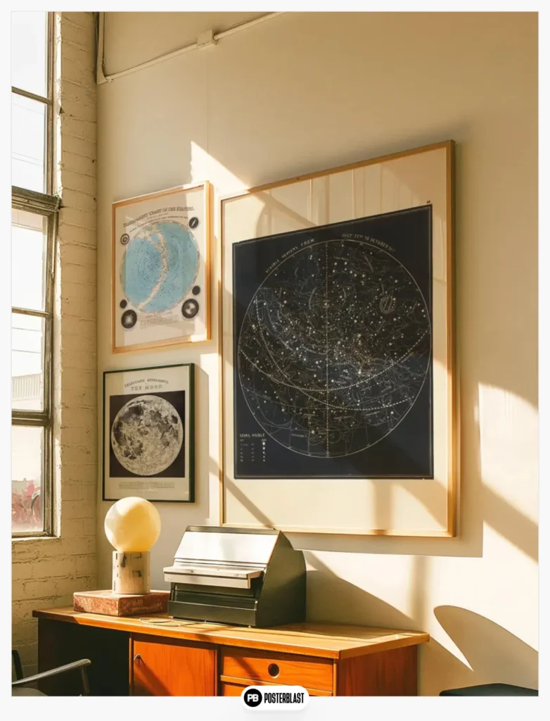 Astronomical wall art - Celestial art poster: star and constellation map