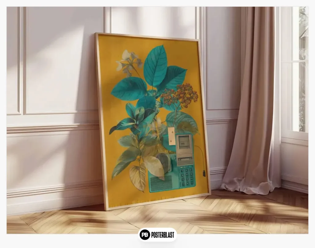 Retro botanical collage wall art print