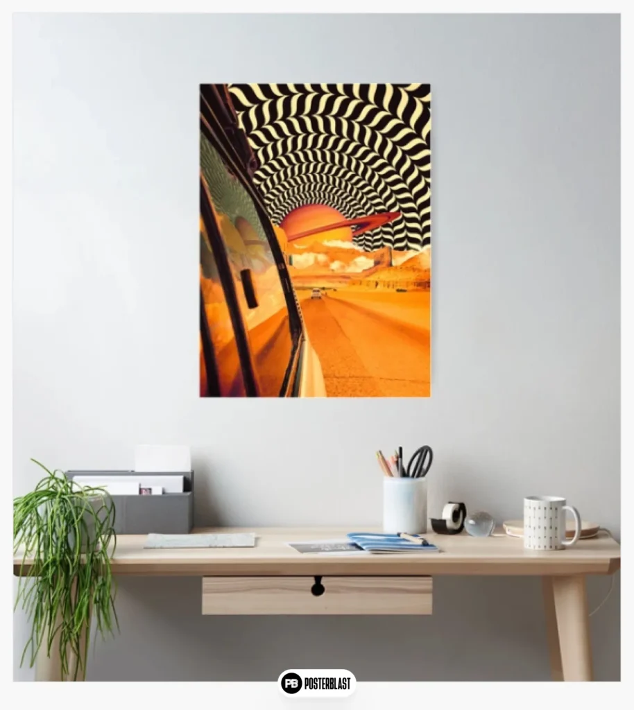 Illusionary Road Trip 2 - OpArt Space Adventure Sci-fi Collage Art Poster