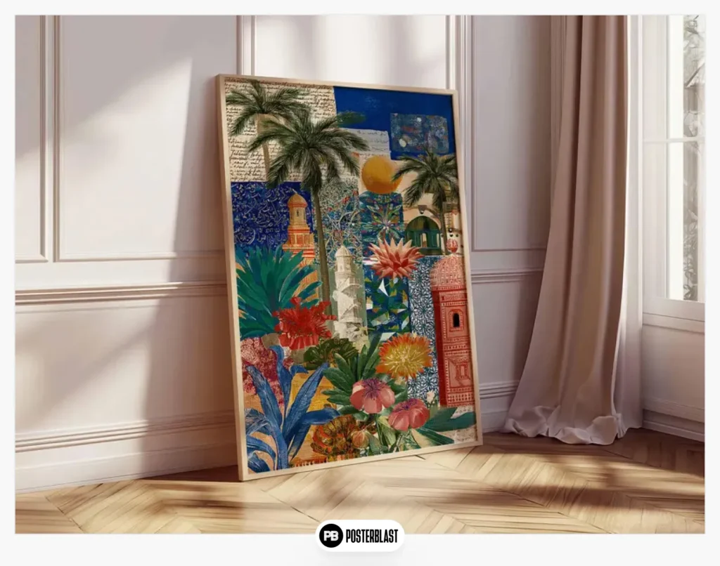 Tropical architecture collage art print