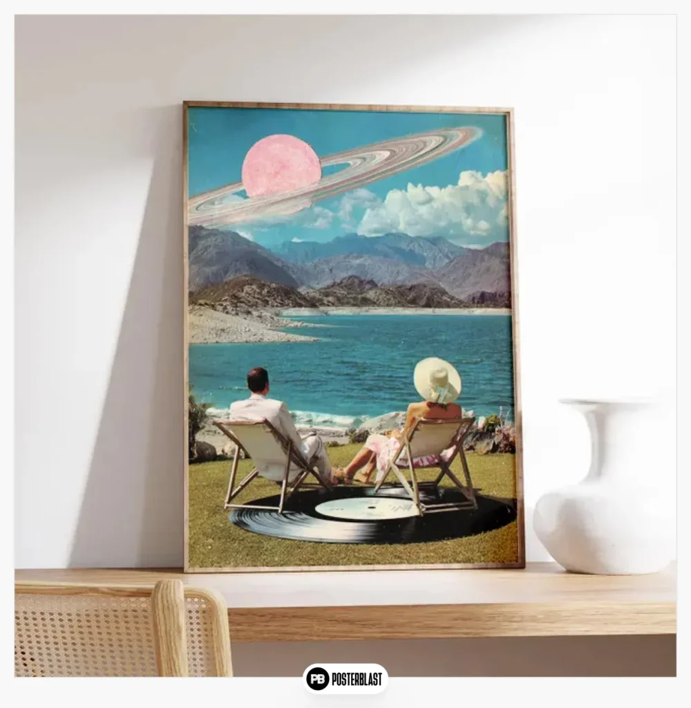 Surrealist beach collage art print,