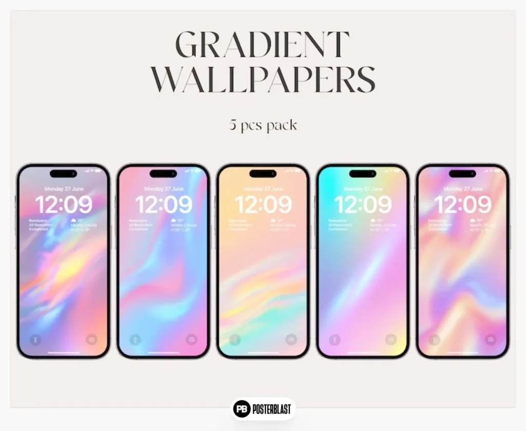 Pack of 5 Holographic Phone Wallpapers