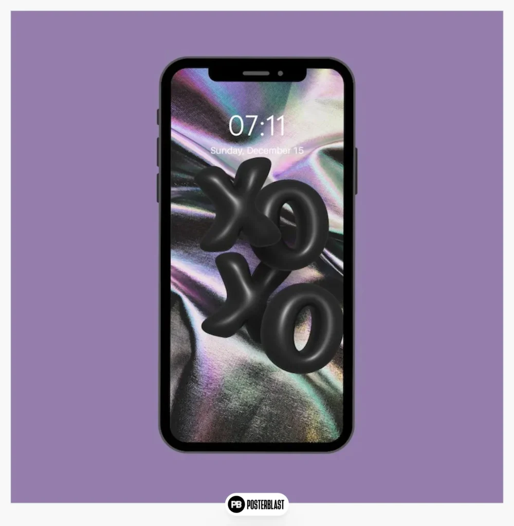 Holographic XOXO Love Phone Wallpaper