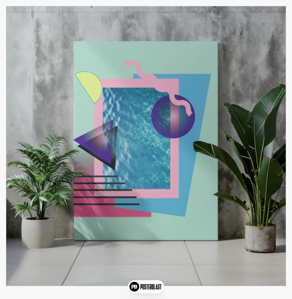 Retro pool art and Memphis design