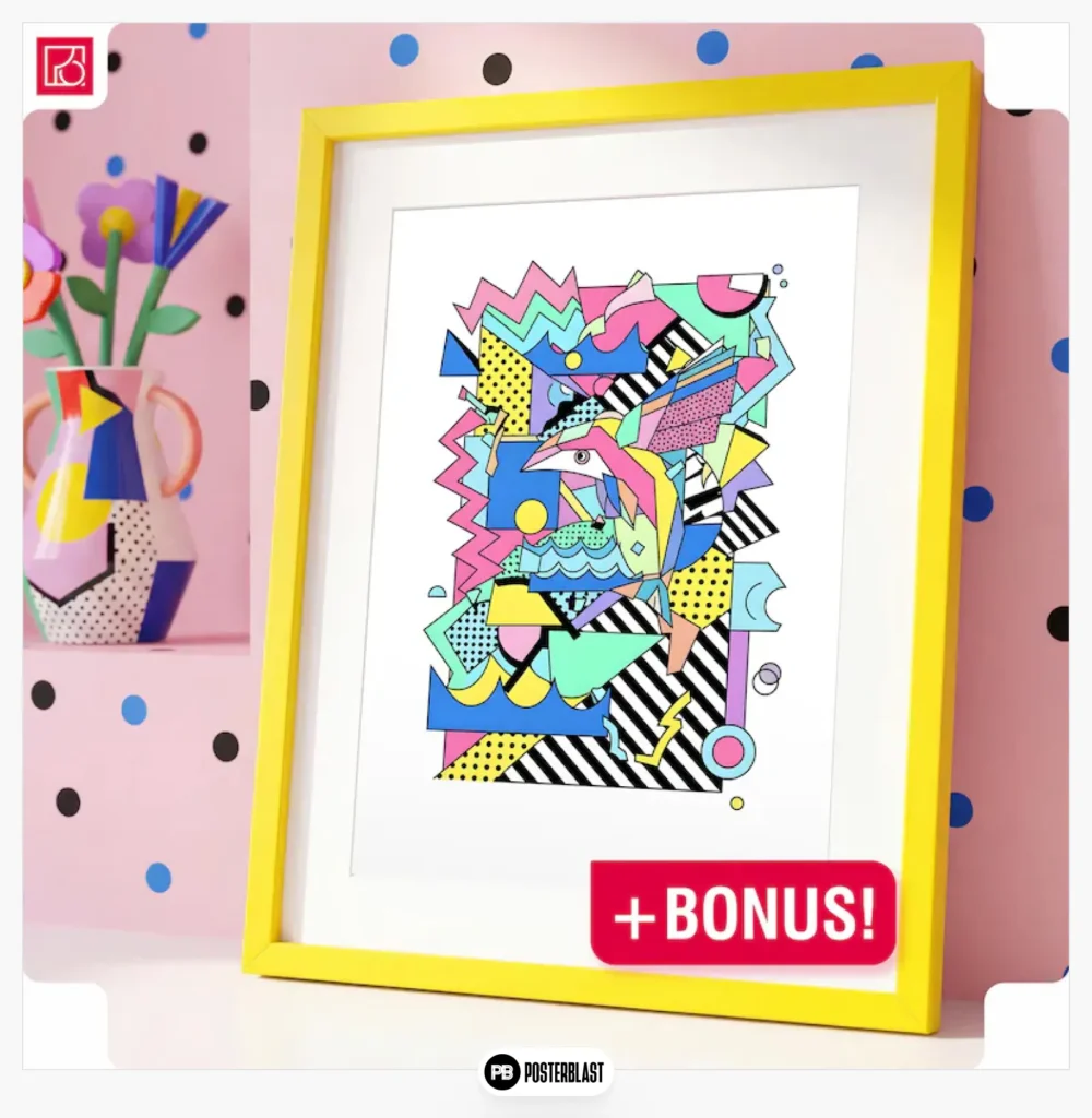 Set of geometric prints in Memphis style