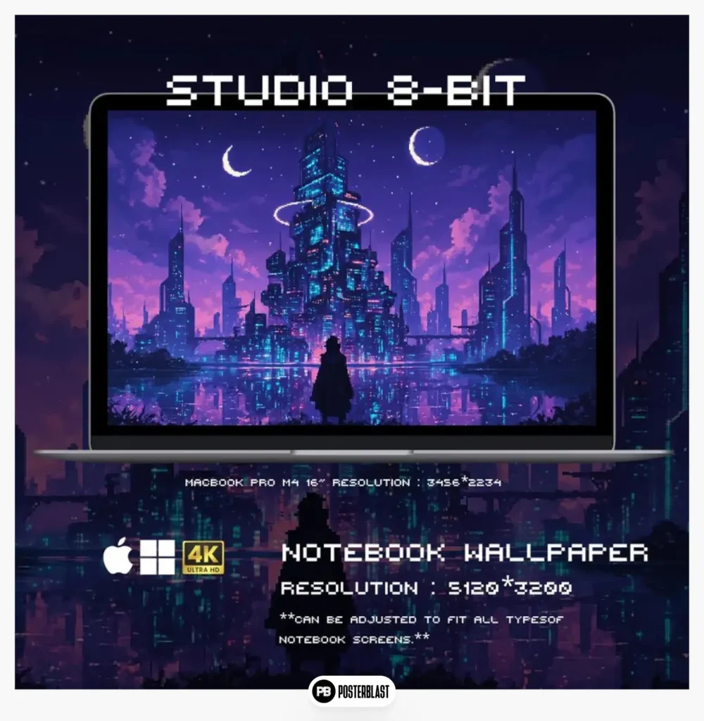 4K 8-bit Pixel Art Wallpaper Set: Science Fiction, Fantasy