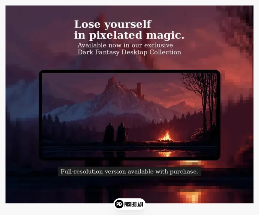 Set of 3 Dark Fantasy 2 pixel art style office wallpapers