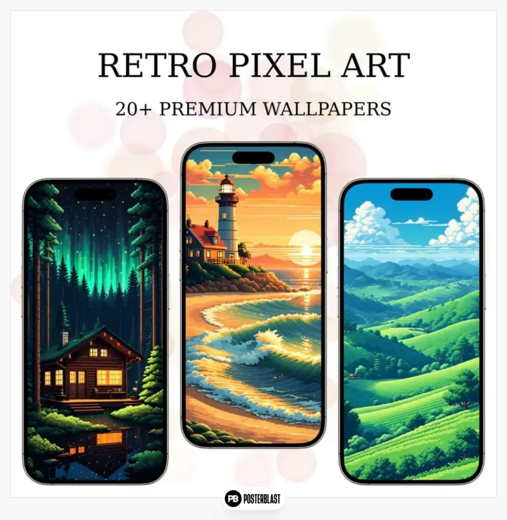 Retro Pixel Art Wallpaper Set