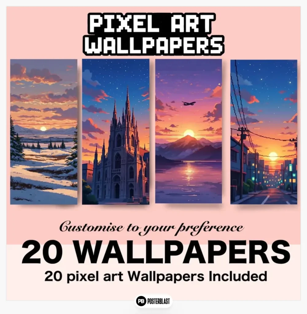 8-bit Sunset Pixel Art Wallpapers