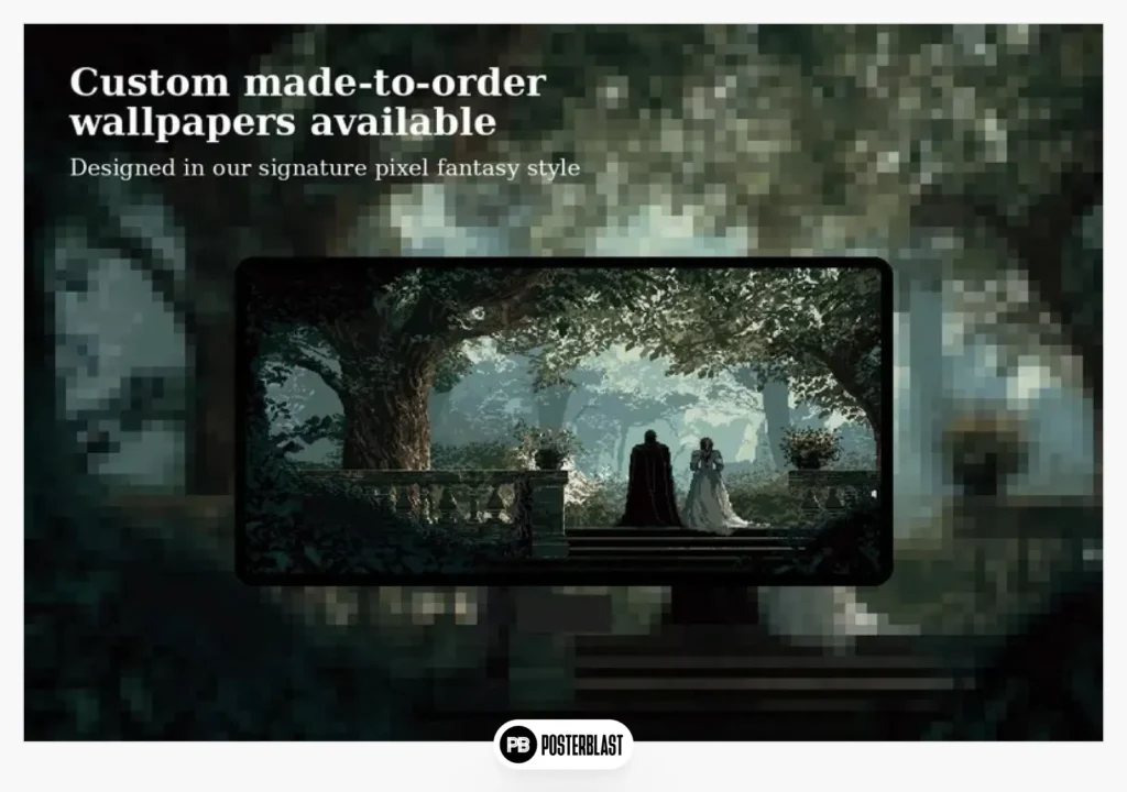 Custom pixel art fantasy wallpaper