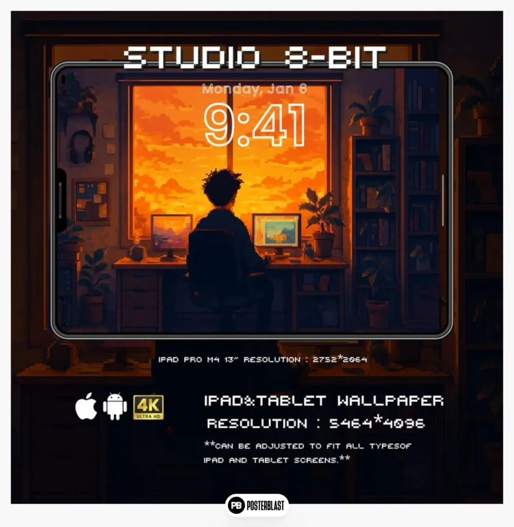 8-bit pixel art wallpaper set: science fiction, fantasy, retro 4K