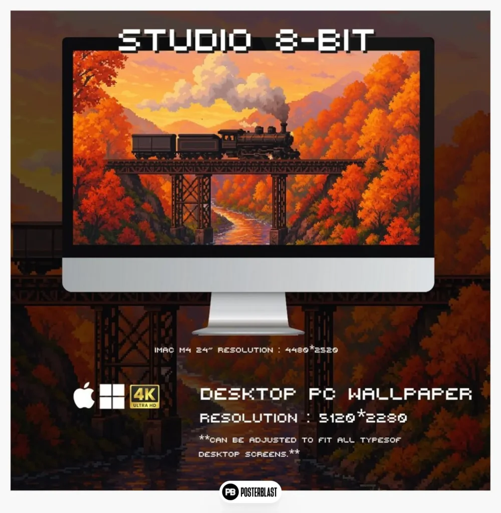 4K 8-bit Pixel Art Wallpaper Set: Science Fiction