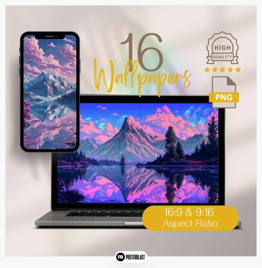 HD wallpaper, pixel art mountain landscape background