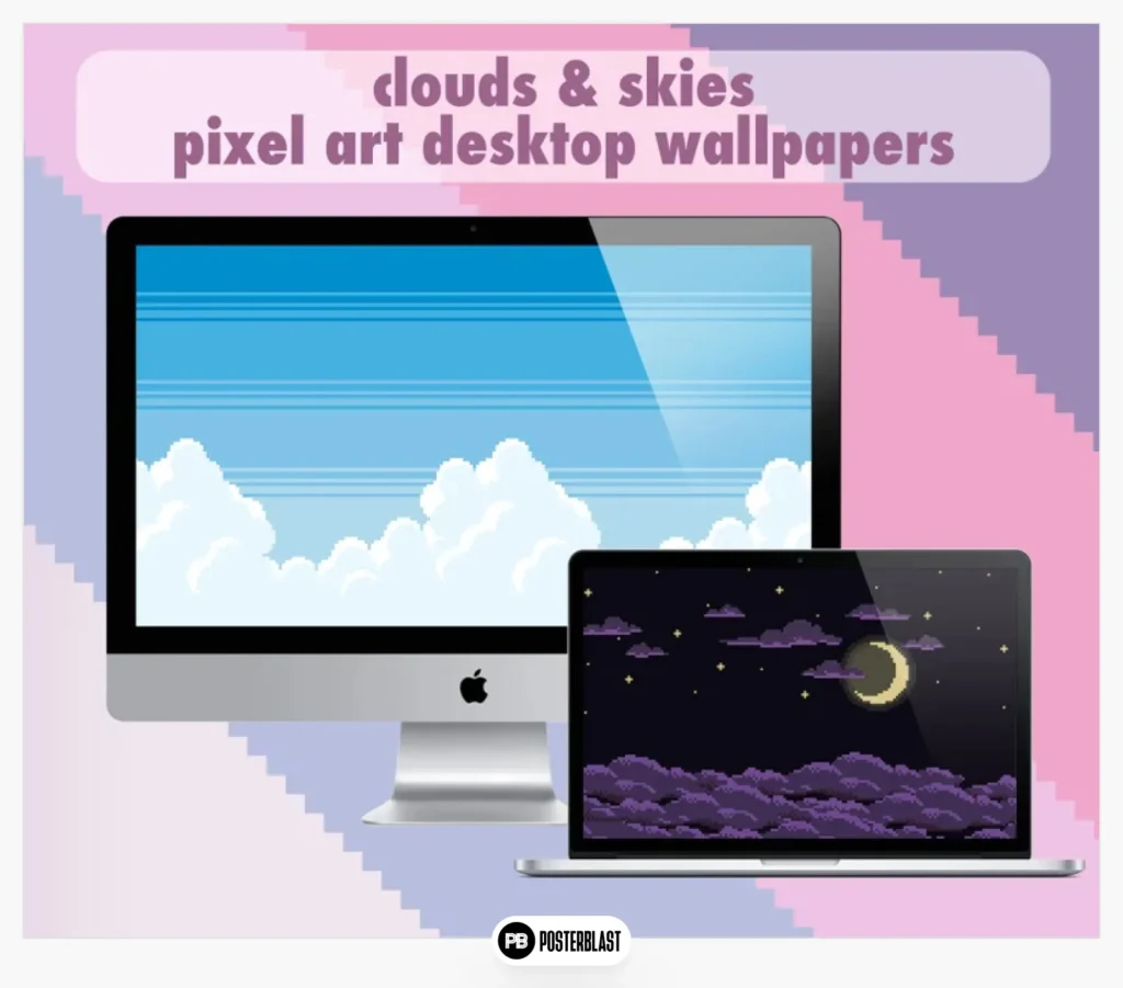 desktop wallpaper | clouds & skies in pixel art