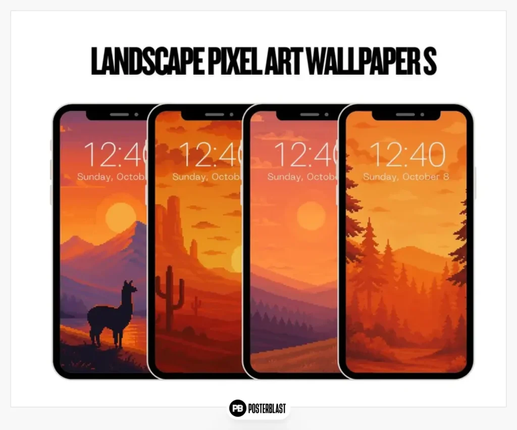 Pixel art landscape wallpaper pack - 20 wallpapers
