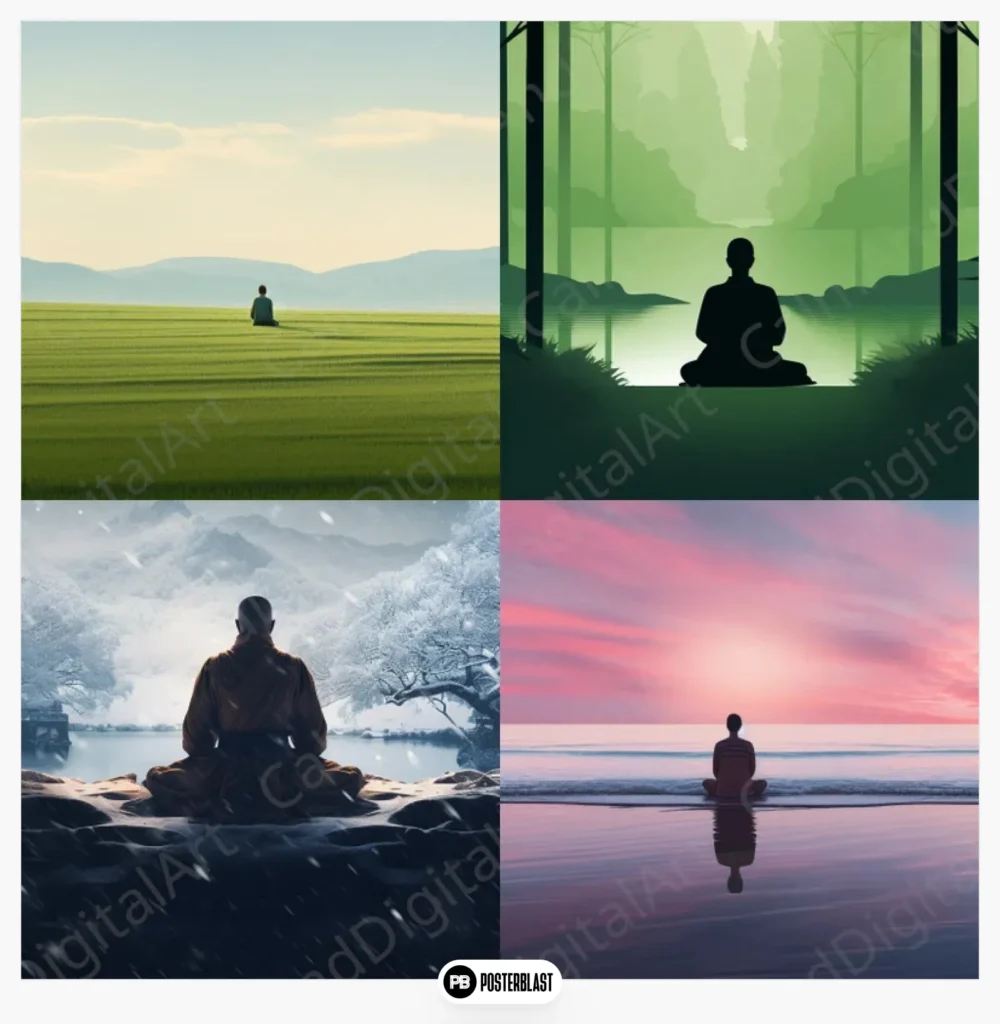 Zen meditation wallpaper set