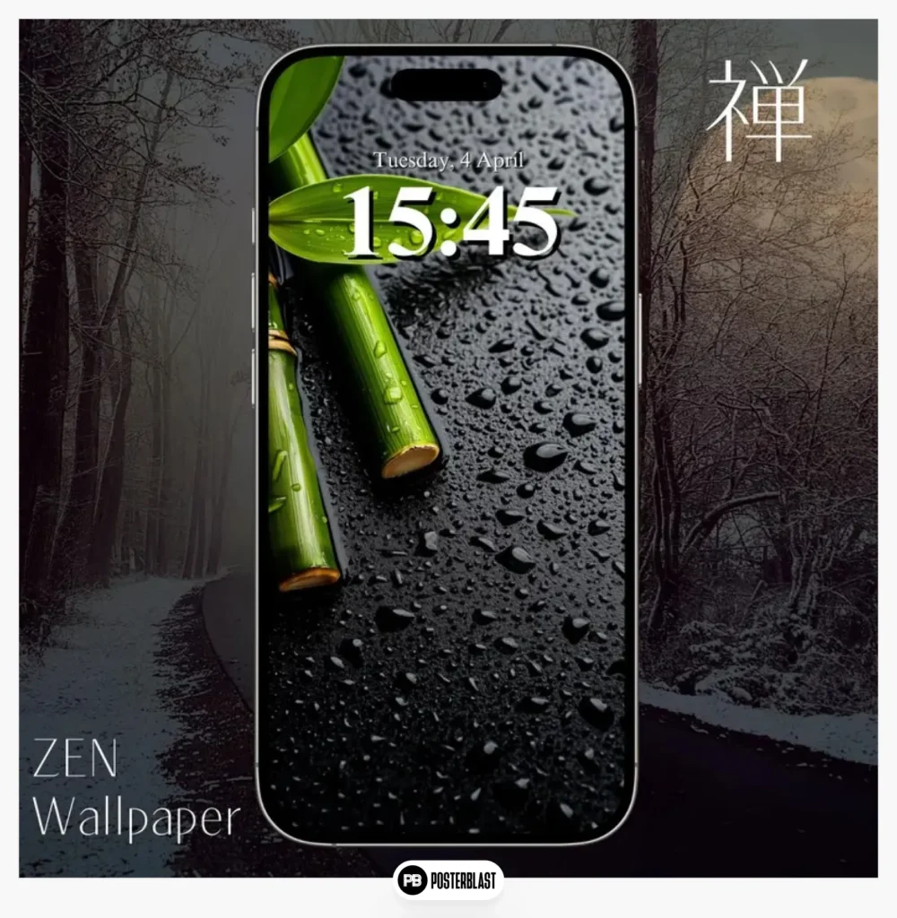 Set of Zen bamboo phone wallpapers: Japanese minimalist art