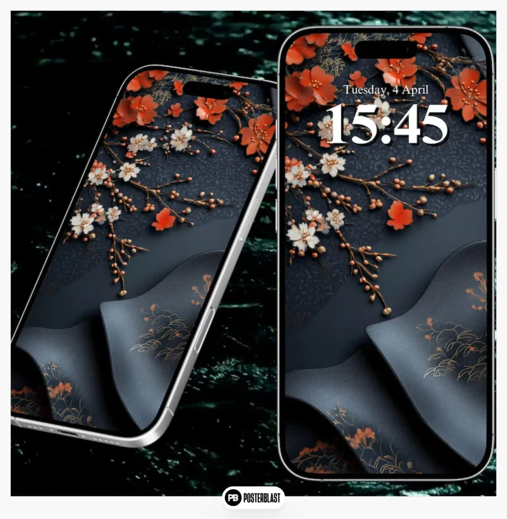 Zen Wabisabi floral wallpaper for phone: minimalist Japanese design