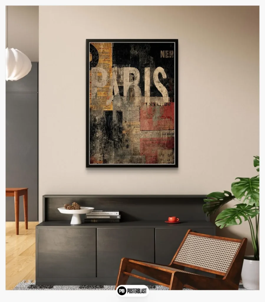 Vintage Paris collage poster - Urban wall art print