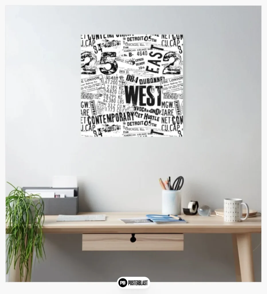 Grunge Distressed black white text urban typo design Poster