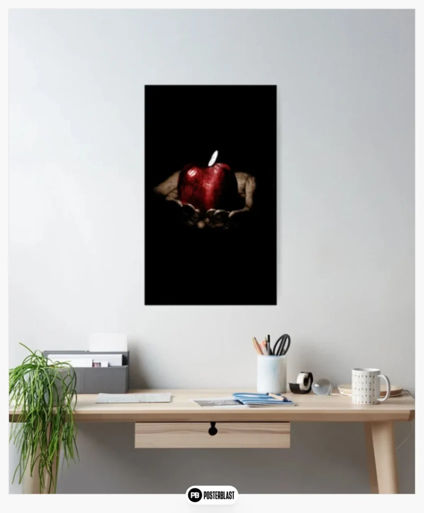 90's Grunge Aesthetic Distressed Apple Poster